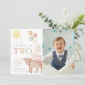 2e verjaardag Boerderij Dieren Barnyard Party Foto Kaart (Staand voorkant)