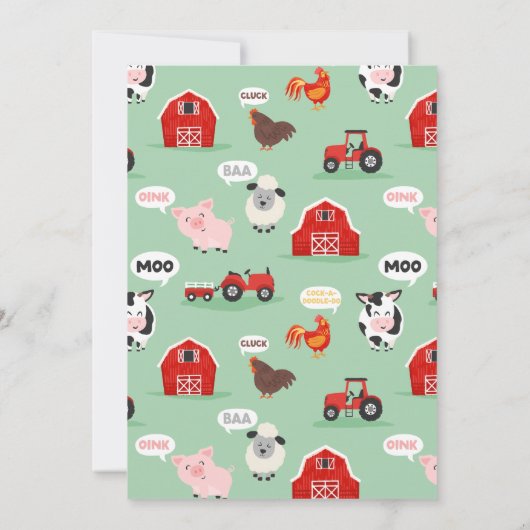 2e Verjaardag Boerderij Dieren Oink Baa Moo Kinder Kaart (Achterkant)