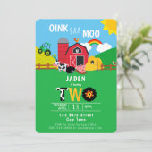 2e Verjaardag Boerderij Schuur Dieren Oink Baa Moo Kaart (Staand voorkant)