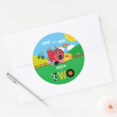 2e Verjaardag Boerderij Schuur Dieren Oink Baa Moo Ronde Sticker (Envelop)