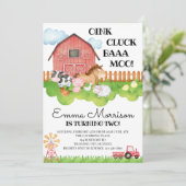 2e verjaardag boerderijdieren verjaardagsfeest kaart (Staand voorkant)