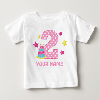 2e Verjaardag Cake Girl Gepersonaliseerd T-shirt