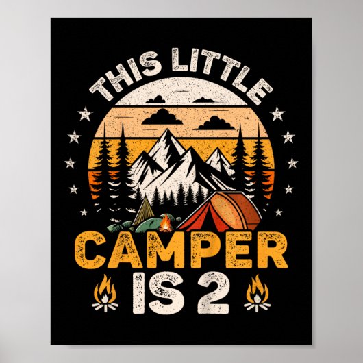 2e verjaardag campingfeest 2 jaar oud meisje jonge poster (Voorkant)