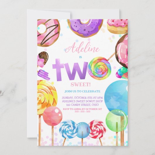 2e Verjaardag Candyland Lollypop Sweets Snoep Scha Kaart (Voorkant)