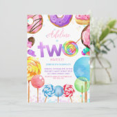 2e Verjaardag Candyland Lollypop Sweets Snoep Scha Kaart (Staand voorkant)