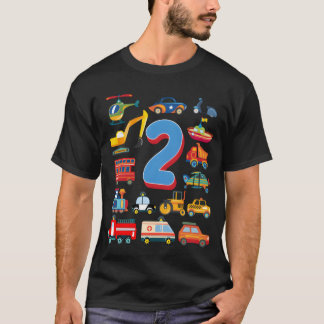 2e verjaardag Carractor scooter boot helikopter le T-shirt