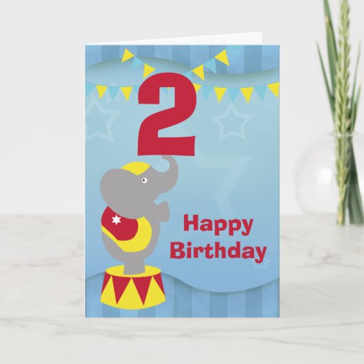 2e verjaardag Circus Olifant Kaart (Voorkant)
