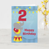 2e verjaardag Circus Olifant Kaart (Gele Bloem)