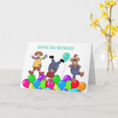 2e verjaardag Clowns Ballonnen Kaart (Gele Bloem)