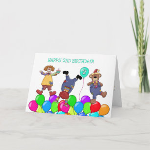 2e verjaardag Clowns Ballonnen Kaart