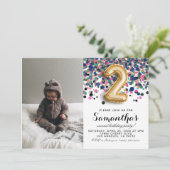 2e verjaardag Confetti portret Kaart (Staand voorkant)