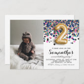 2e verjaardag Confetti portret Kaart (Voorkant / Achterkant)