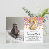 2e verjaardag Confetti portret Kaart (Staand voorkant)