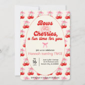 2e Verjaardag Coquette Kersen Bogen Bubble Letters Kaart (Voorkant)