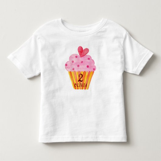 2e verjaardag - Cupcake bakken meisjes waterverf Kinder Shirts (Voorkant)
