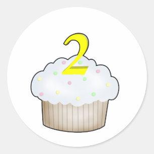 2e verjaardag Cupcake Ronde Sticker