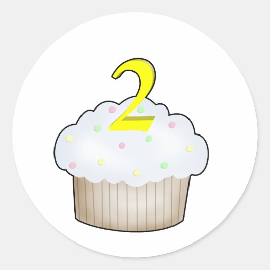2e verjaardag Cupcake Ronde Sticker (Voorkant)
