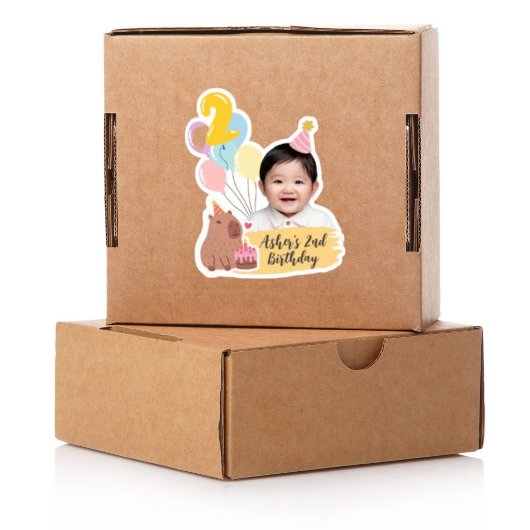 2e Verjaardag Custom Sticker Capybara Party Favor