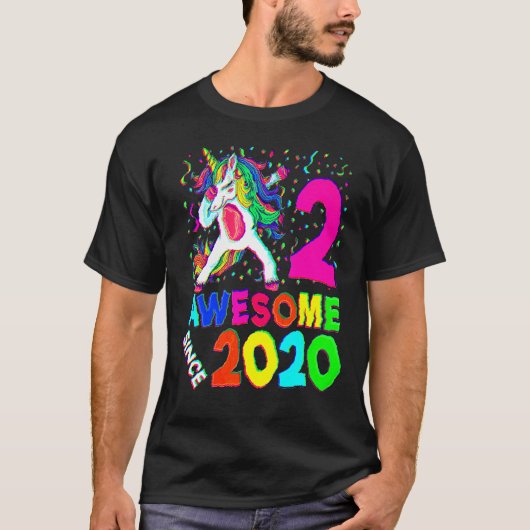 2e verjaardag dabbing eenhoorn feest 2 jaar oud gi t-shirt (Voorkant)
