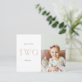 2e verjaardag dank je postkaart (Staand voorkant)