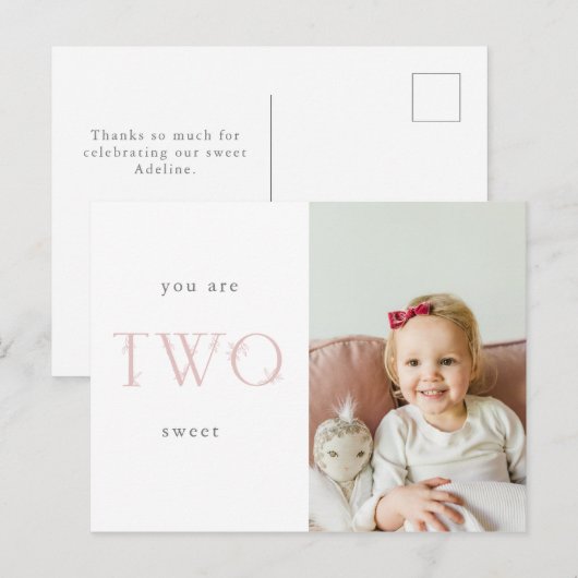 2e verjaardag dank je postkaart (Voorkant / Achterkant)