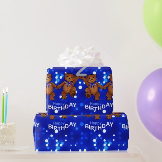 2e verjaardag danserende Teddy Bears Cadeaupapier (Feestgeschenken)