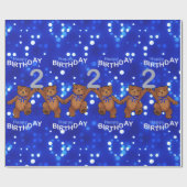 2e verjaardag danserende Teddy Bears Cadeaupapier (Vlak)