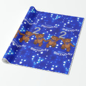 2e verjaardag danserende Teddy Bears Cadeaupapier (Uitgerold)
