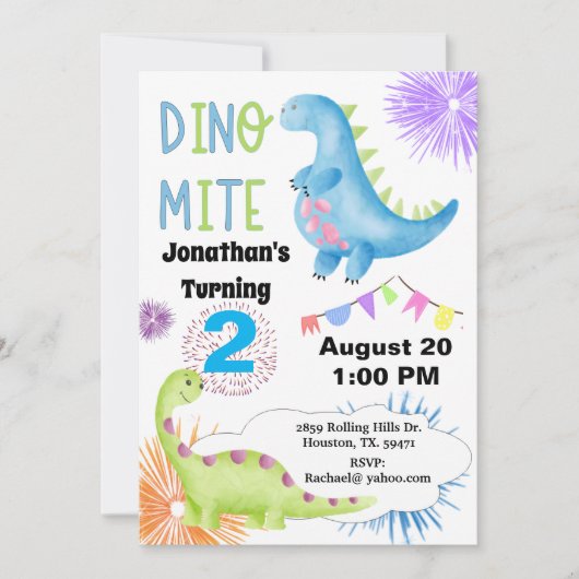 2e verjaardag Dino Mite Dinosaur Boy Kaart (Voorkant)