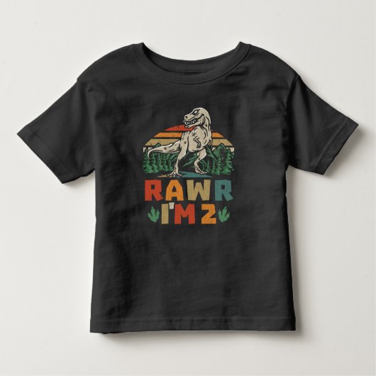 2e verjaardag Dinosaur T Rex Rawr Ik ben 2 voor jo Kinder Shirts (Voorkant)