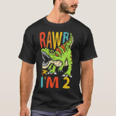 2e verjaardag Dinosaur T Rex Rawr Ik ben 2 voor jo T-shirt (Voorkant)