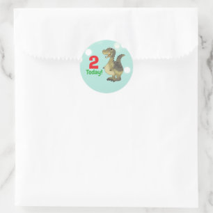 2e verjaardag dinosaurus verjaardag - 2e verjaarda ronde sticker
