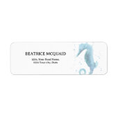 2e verjaardag Dusty Blue Seahorse Etiket (Voorkant)