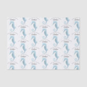 2e Verjaardag Dusty Blue Seahorse Gepersonaliseerd Tissuepapier (Voorkant)