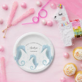 2e verjaardag Dusty Blue Seahorse Papieren Bordje (Feest)