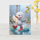 2e Verjaardag Eend Dansen In Een Regenplas Kaart (Gele Bloem)