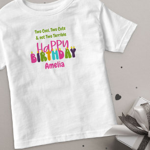 2e verjaardag Eendagelijkse dag Kleurrijke kaarsen Kinder Shirts