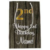 2e verjaardag: Elegante nepgoud look #, Nep hout Medium Cadeauzakje (Voorkant)