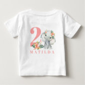 2e verjaardag Elephant Floral T-shirt (Achterkant)