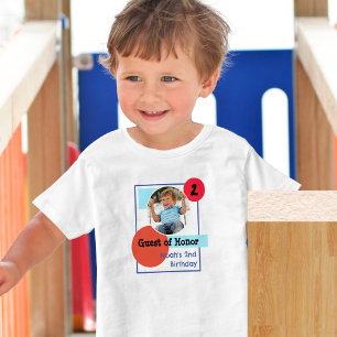 2e verjaardag eregast kleurvolle aangepaste foto kinder shirts