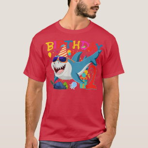 2e verjaardag familie haai kinderen twee twee t-shirt