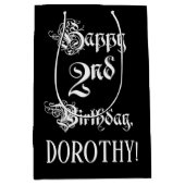 2e verjaardag: Fancy, elegant script + aangepaste  Medium Cadeauzakje (Voorkant)