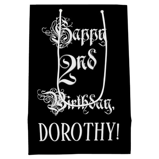 2e verjaardag: Fancy, elegant script + aangepaste  Medium Cadeauzakje (Achterkant)