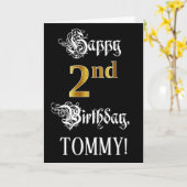 2e verjaardag — Fancy script; Faux Gold Kijk; naam Kaart (Gele Bloem)