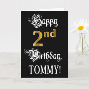 2e verjaardag — Fancy script; Faux Gold Kijk; naam Kaart