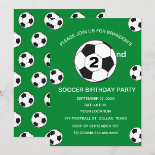 2e Verjaardag Feest Voetbal Groene Jongens Sport Kaart