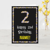 2e verjaardag: Floral Flowers Number, Custom Name Kaart (Gele Bloem)