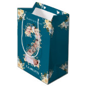 2e verjaardag Foto Blauwgroen Collage Blue Yellow  Medium Cadeauzakje (Achterkant Gekanteld)