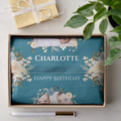 2e verjaardag Foto Collage Blauwgroen Blauw Gele B Tissuepapier (Geschenk)