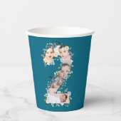 2e verjaardag Foto Collage Blue Yellow Flower Blau Papieren Bekers (Voorkant)